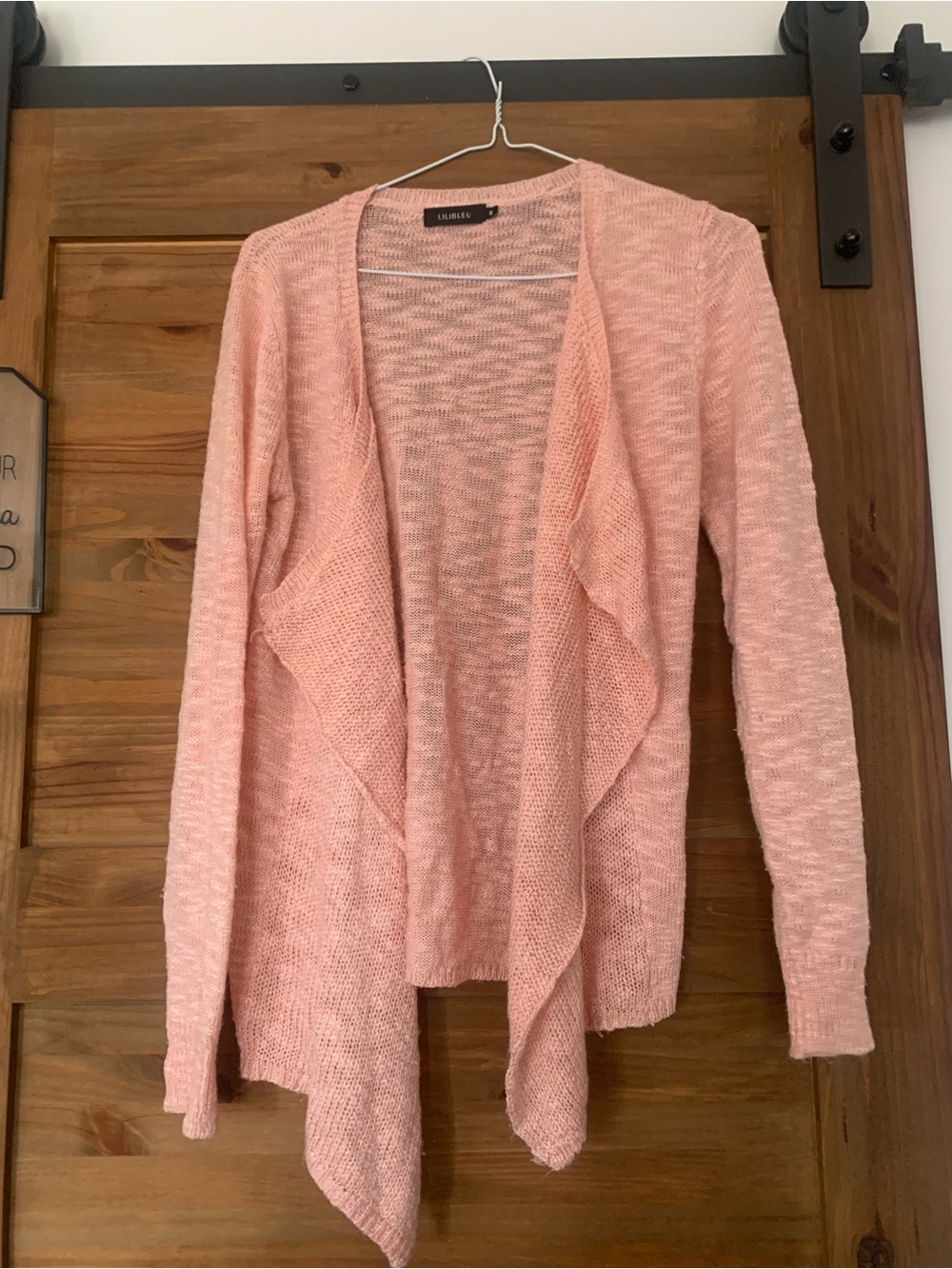 Liliblue Lush Open-Front Pink Draped Knit Cardigan size S